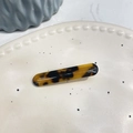 Macro shot of tortoiseshell acetate hair clip with gold France Handmade engraving - Straight Duckbill Clip / Dark Tortoiseshell