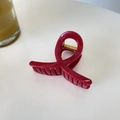 Pince à cheveux rouge foncé brillante avec ressort doré pour cheveux épais - Rouge de Chine-Pince en Forme de Caractère-Moyenne (Environ 8 cm)