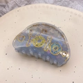 Eleganter halbkreisförmiger Haarklammer mit YOLO-Strasssteinen und Herzmuster für Damen - Strass YOLO Halbrund (ca. 8cm) / Graublau