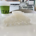 Elegant cream white acetate hair claw clip with marble texture for long hair styling - Transparent White Crystal Texture / 10.5cm