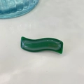 Handmade dark green jelly hair clip with wavy design and gold lettering - Thickened Wave Duckbill Clip / Green Cat's Eye