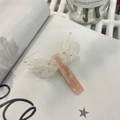 Elegant dragonfly acetate hair clip with pink marble texture and sparkling crystal accents - Pink Brushed Dragonfly Clip (Approx 4.5cm)