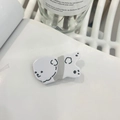 Barrette à cheveux mignonne en acétate blanc motif petit chien avec détail gris - Pull Gris Chien Blanc