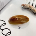 Minimalist acetate amber oval spring hair clip with elegant marble resin texture - Oval Spring Clip / Iced Americano