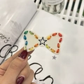 Fermaglio per capelli bianco con stella e bordo all'uncinetto arcobaleno per ragazze - Bianco