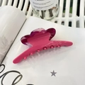 Elegante molletta per capelli grande in acetato rosa lucido con sfumature viola - Molla a una linea a testa di fiore / 9.5cm / Rosa