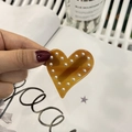 Barrette à cheveux élégante en forme de cœur ambré avec détails en perles pour femmes - Marron/Ambre avec Perles