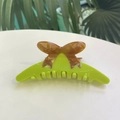 Elegante pinza per capelli verde neon in acetato con motivo a farfalla marmorizzata - Verde - Fiocco Molla Capelli (Circa 11 cm)