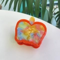 Simpatica molletta per capelli a forma di mela in acetato colorato con venature arancioni - Mela Arancione (Circa 7cm)