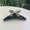 Elegante molletta per capelli in acetato nero con motivo a farfalla marmorizzata da donna - Nero - Fiocco Molla Capelli (Circa 11 cm)