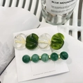 Lot de barrettes à cheveux de style japonais avec perles vertes et résine ambre - Ambre Vert Ensemble Coiffage