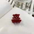 Pince à cheveux ours rouge en acétate avec strass et découpe coeur pour femme - Mini (Env. 2cm) / Rouge