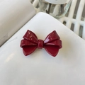 Accessoire cheveux nœud rouge foncé brillant avec finition miroir pour le Nouvel An - Pince Croco Nœud Rouge / Rouge