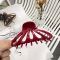 Elegante pinza per capelli in acetato rosso con logo dorato France Handmade inciso - Petalo vuoto (Grande) / Borgogna