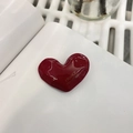 Red acetate heart hair clip with gold label, France handmade style vintage accessory - Lattice Heart Duckbill Clip (5cm) / Red