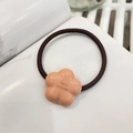 Korean style high elastic hair tie with pink resin flower and France Handmade text - Pink
