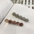 Eleganti fermagli per capelli con perle marmorizzate viola e rosso vino - Clip a Becco d'Anatra con Perline Tonde / Rosa Grigio