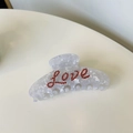 Eleganter Haarklammer in Marmorweiß mit roten Strasssteinen und LOVE-Schriftzug - Marmorweiß - LOVE-Stil