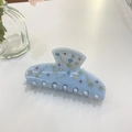 Light blue acetate hair claw clip with colorful rhinestones and floral pattern - Colorful Rhinestone Flower / Approx. 9.5cm / Blue