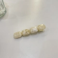 Elegant cream marble resin hair clip with golden metal base for a minimalist chic look - Square Bead Duckbill Clip / 6.6cm / Beige Coffee