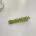 Elegant green rectangular bead hair clip with golden metal base for women's hair styling - Square Bead Duckbill Clip / 6.6cm / Light Green