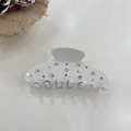 Elegante pinza per capelli in acetato bianco con strass colorati per acconciature donna - Bianco - Pinza con Strass Colorati / Circa 10.8cm