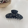 Elegante pinza per capelli in acetato nero con strass colorati per donna su sfondo bianco - Nero - Pinza con Strass Colorati / Circa 10.8cm
