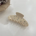 Elegante pinza per capelli in acetato beige con strass colorati per capelli folti - Beige - Pinza con Strass Colorati / Circa 10.8cm