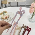 Minimalist rabbit ear acetate hair stick with cute eyelash detail for women - Pink Purple Floral - Rabbit Ear Hair Stick (Approx 14.7cm)