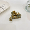 Elegant acetate flower hair claw with marble texture and sparkling center rhinestone - Rhinestone Flower (cszj22-0001) / Approx 6cm / Greenish Brown