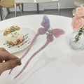 Elegant butterfly hair pin in purple acetate with pearl accents for stylish updos - Pink-Purple Flower - Pearl Butterfly Hair Stick