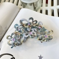Elegante molletta per capelli a fiore in acetato con motivo marmorizzato e strass viola - Blu Agata Occhio di Gatto Fiore (9cm)