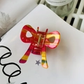 Y2K Haarklammer mit bunten Streifen aus hochwertigem Acetat für Damen-Frisuren - Regenbogenfarben - Schleife Quadratische Klammer (6.8cm)