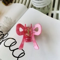 Elegant pink striped bow hair claw clip for women y2k style on a magazine background - Rose Pink Stripe - Bow Square Claw (6.8cm)