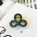 Detailed view of dark green bow hair claw clip with a glossy finish and golden spring - Dark Green - Butterfly Buckle Small Bow