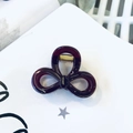 Detail view of deep purple translucent acrylic hair claw with three-ring hollow design - Cherry - Butterfly Buckle Small Bow
