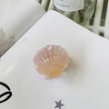 Rosafarbene Haarklammer aus Acetat in Muschelform mit goldenen Linien-Details - Hellrosa Muschel