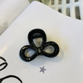 Detailed view of shiny black butterfly hair claw clip with strong metal spring - Bright Black - Butterfly Buckle Small Bow