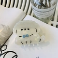 Pinza per capelli a forma di cucciolo bianco in acetato con fiocco blu e strass y2k - Circa 7cm / Bianco-Fiocco Cucciolo