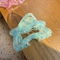 Star-shaped acetate claw clip with iridescent blue shell texture for women's hair - Hollow Pentagram Claw / Blue Mermaid