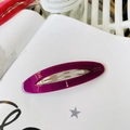 Detail of oval purple acetate hair clip with golden Barrette La France lettering - Purple Jelly