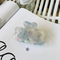 Blue and pink marbled resin butterfly hair claw clip with crystal on open book - Approx. 7.3cm / Ice Cream