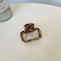 Französische Haarklammer aus Acetat mit Schildpatt-Textur und hohlem quadratischem Design - Kleine Größe (ca. 5cm) / Marble