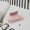Pince à cheveux rose en acétate en forme de papillon avec strass étincelants - Pince Moyenne en Strass Oreille de Lapin / 7.2cm / Rose