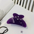Pince à cheveux en acétate rose avec motif flocon de neige et strass brillants - Pince Moyenne en Strass Oreille de Lapin / 7.2cm / Violet