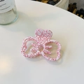 Pinza per capelli a gatto con fiocco a pois rosa e bianchi in acetato lucido - Rosa a Pois (Viso di Gatto Traforato Fiocco)
