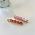 Elegant gummy-style resin hair clips for women with marble texture and alloy base - Water Pink