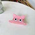 Pinza per capelli a gatto rosa in acetato con occhi grandi, accessorio per capelli in stile - Gatto Rosa che Sbircia