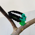 Molla per capelli Halloween in acetato con design della sposa di Frankenstein - Stile Sposa di Frankenstein