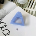 Detailed view of light blue hollow triangle hair claw clip on clean white background - Approx 6cm / Azure Blue